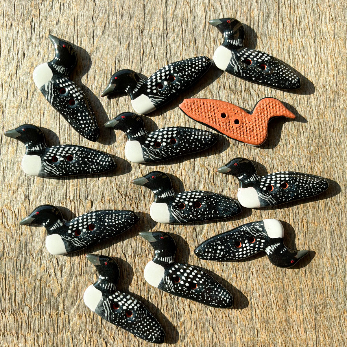 New Look! Ceramic Loon Buttons - two sizes