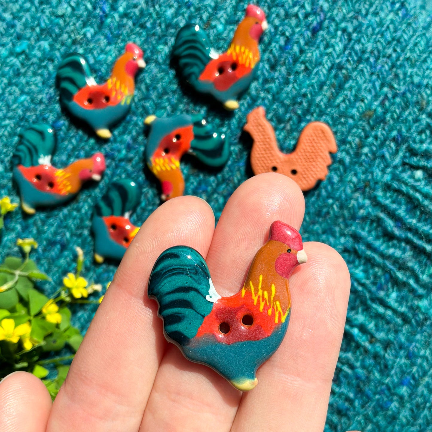 Rooster buttons - 1-3/16” x 1-3/16”