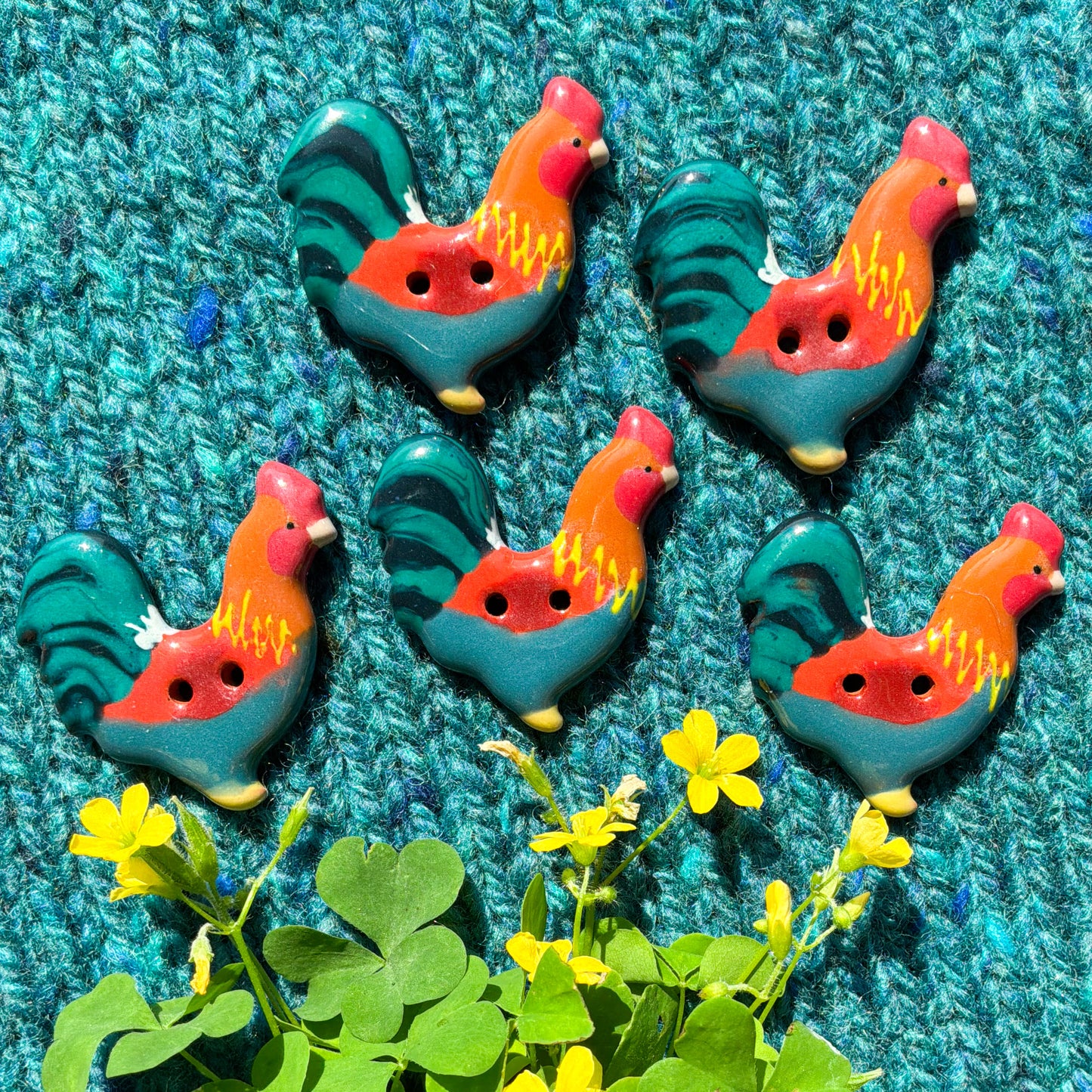 Rooster buttons - 1-3/16” x 1-3/16”