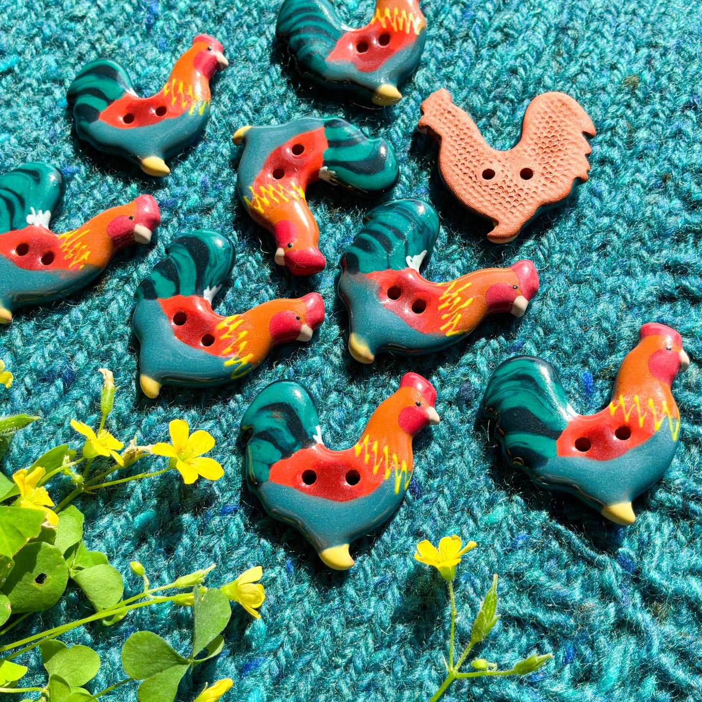 Rooster buttons - 1-3/16” x 1-3/16”
