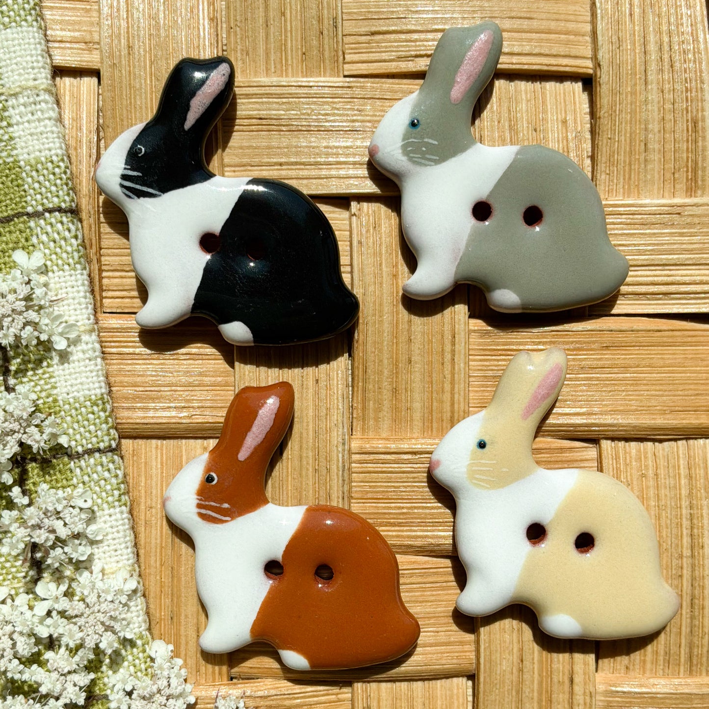 Rabbit buttons - 1-1/16” x 1-3/16”