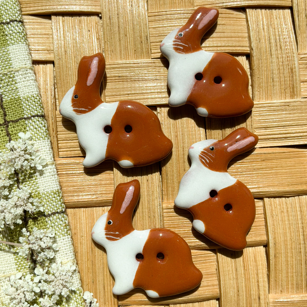 Rabbit buttons - 1-1/16” x 1-3/16”