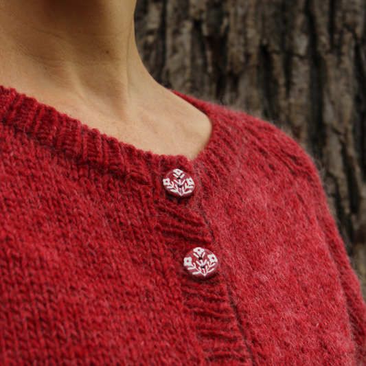 "Wallflowers" Ruby & White Button 3/4"