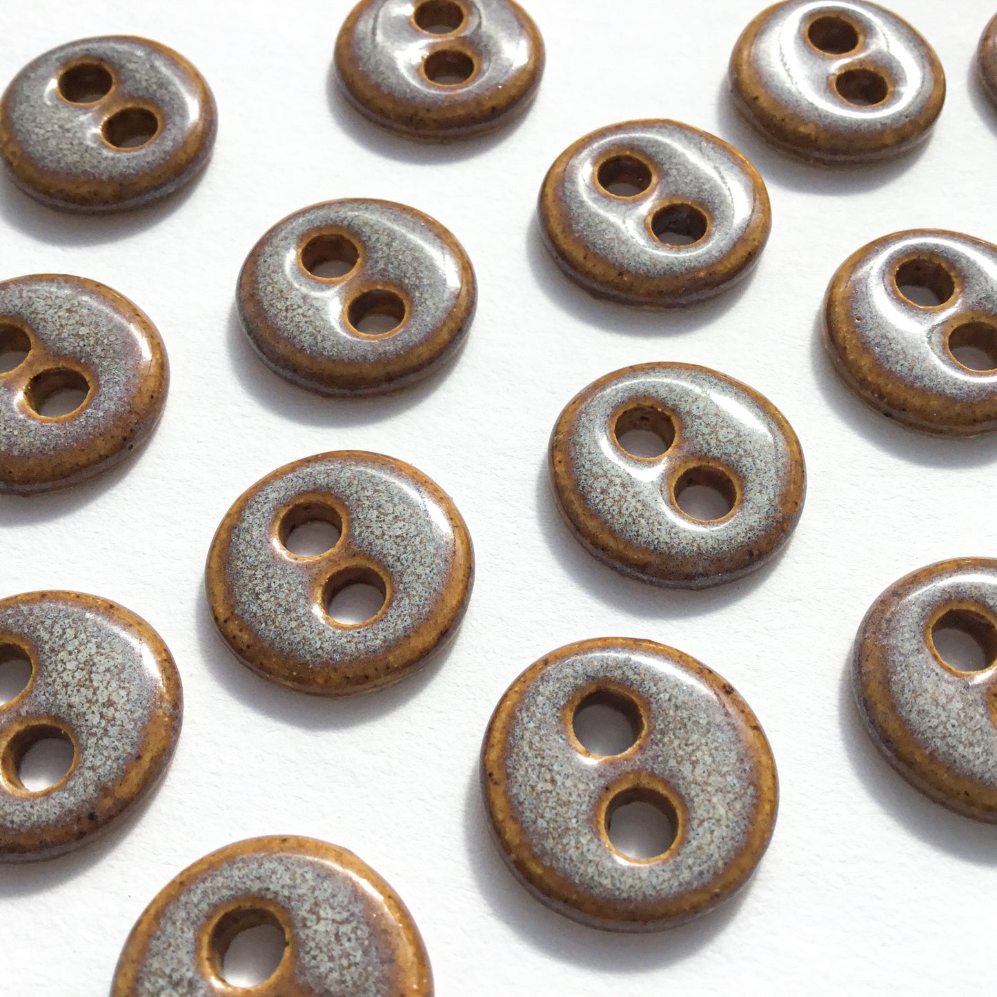 Iridescent Silver & Copper Stoneware Buttons - 3/4"