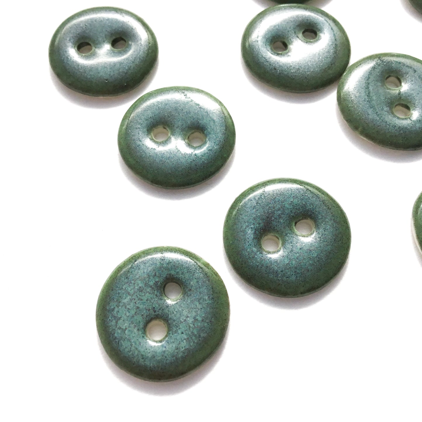 Iridescent Blue-Green Porcelain Buttons  5/8"