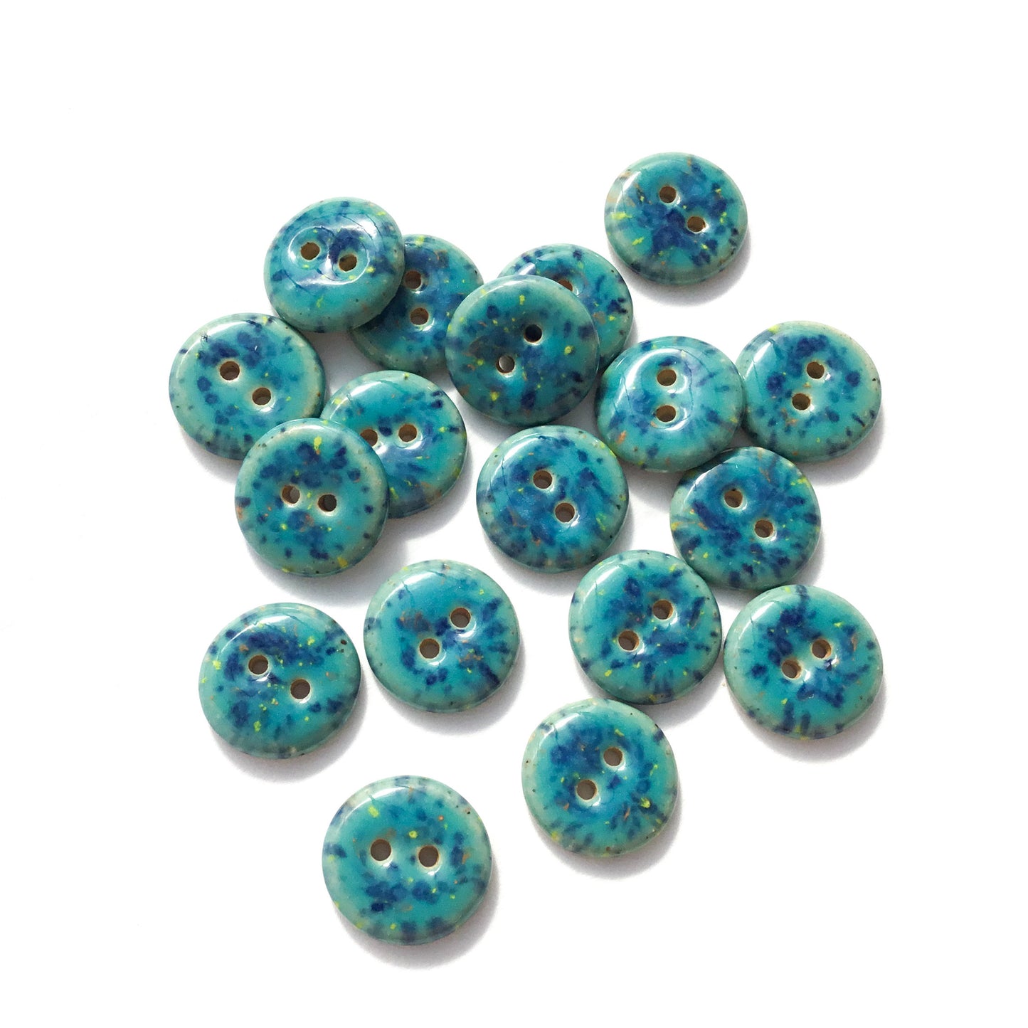 Speckled Turquoise Stoneware Buttons  5/8"