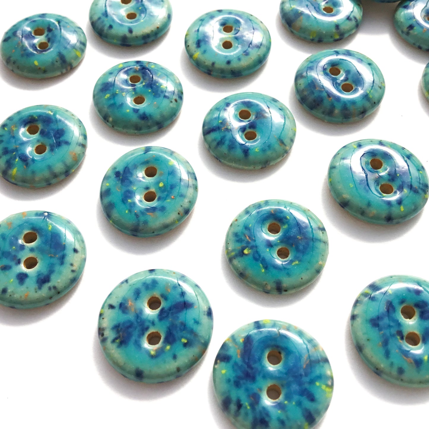 Speckled Turquoise Stoneware Buttons  5/8"