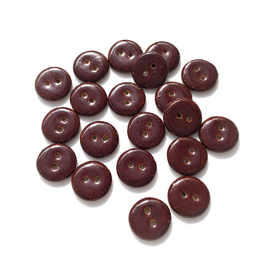 Dark Amber Brown Stoneware Buttons  5/8"