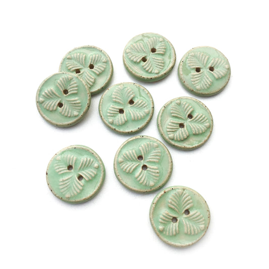 Mint Green 'Trifolium' Stoneware Button  7/8"