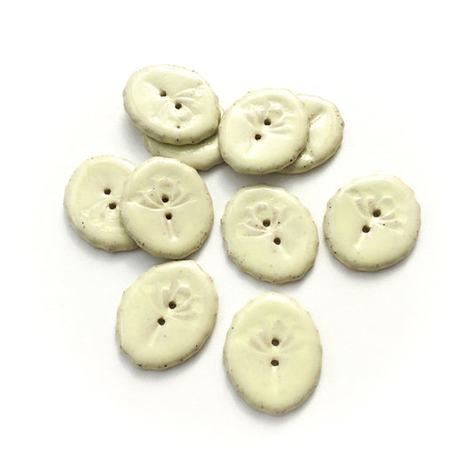 Creamy Yellow 'Umbel' Stoneware Button 1" x 1-1/4"