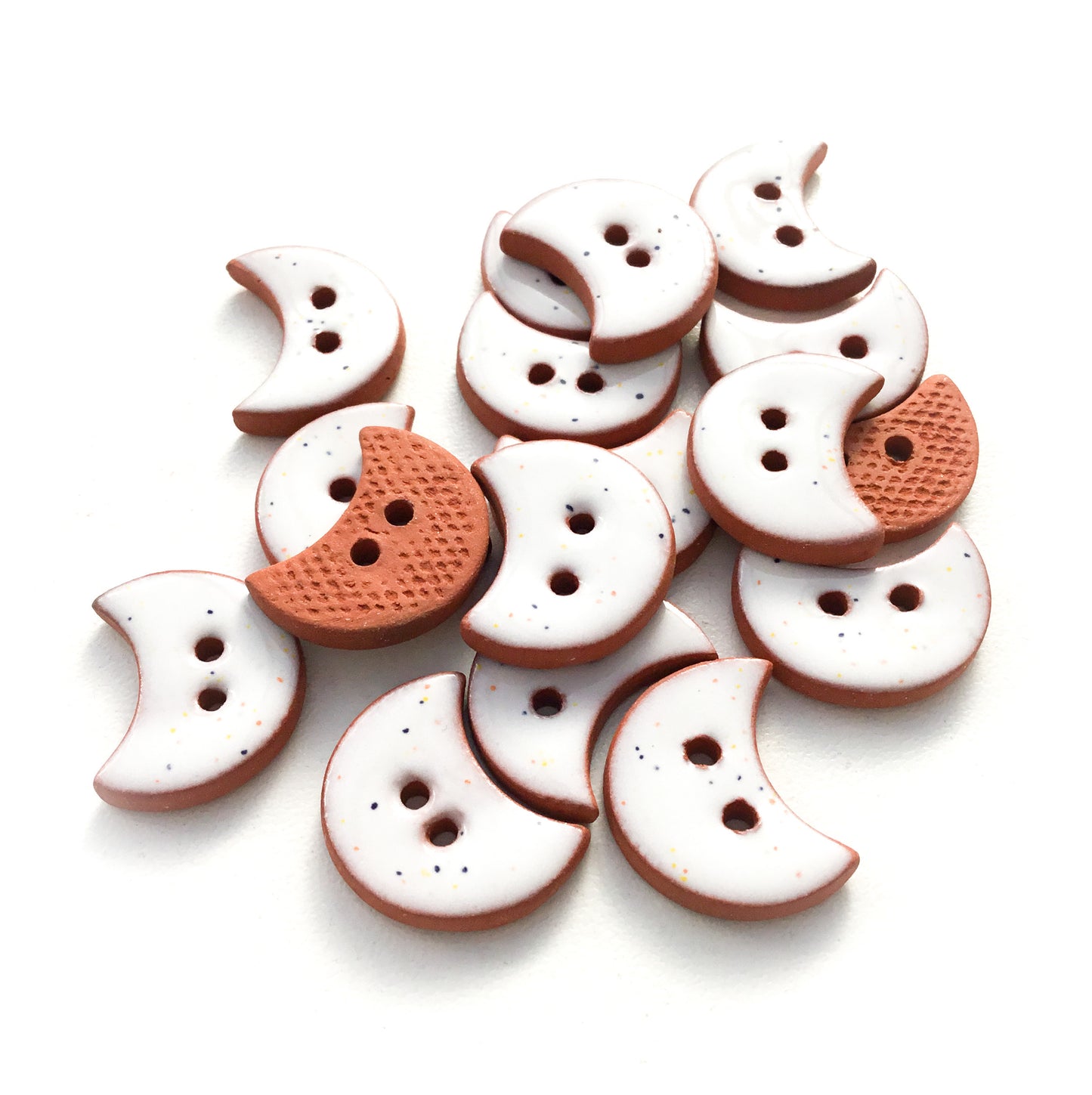 Speckled White Moon Crescent Buttons 3/4"