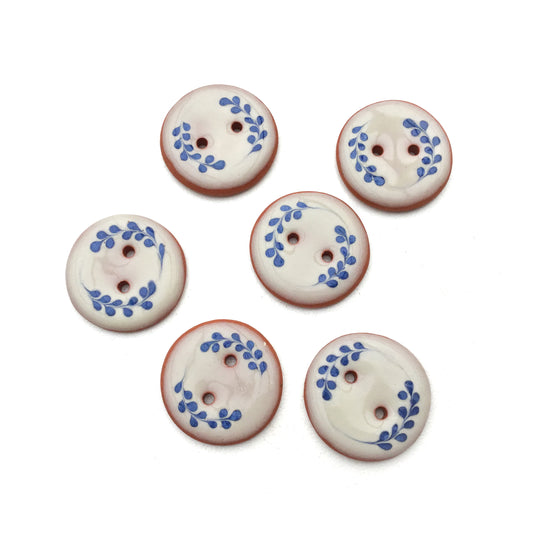 Antique Blue Florets Button 7/8"