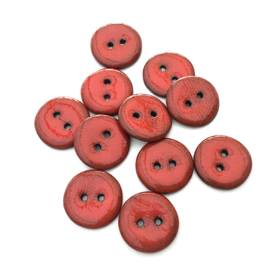 Bright Red Black Clay Buttons  3/4"