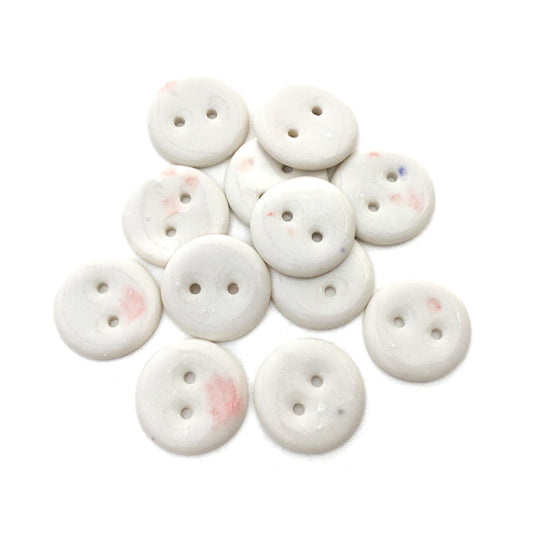 White & Pink Porcelain Button  7/8"