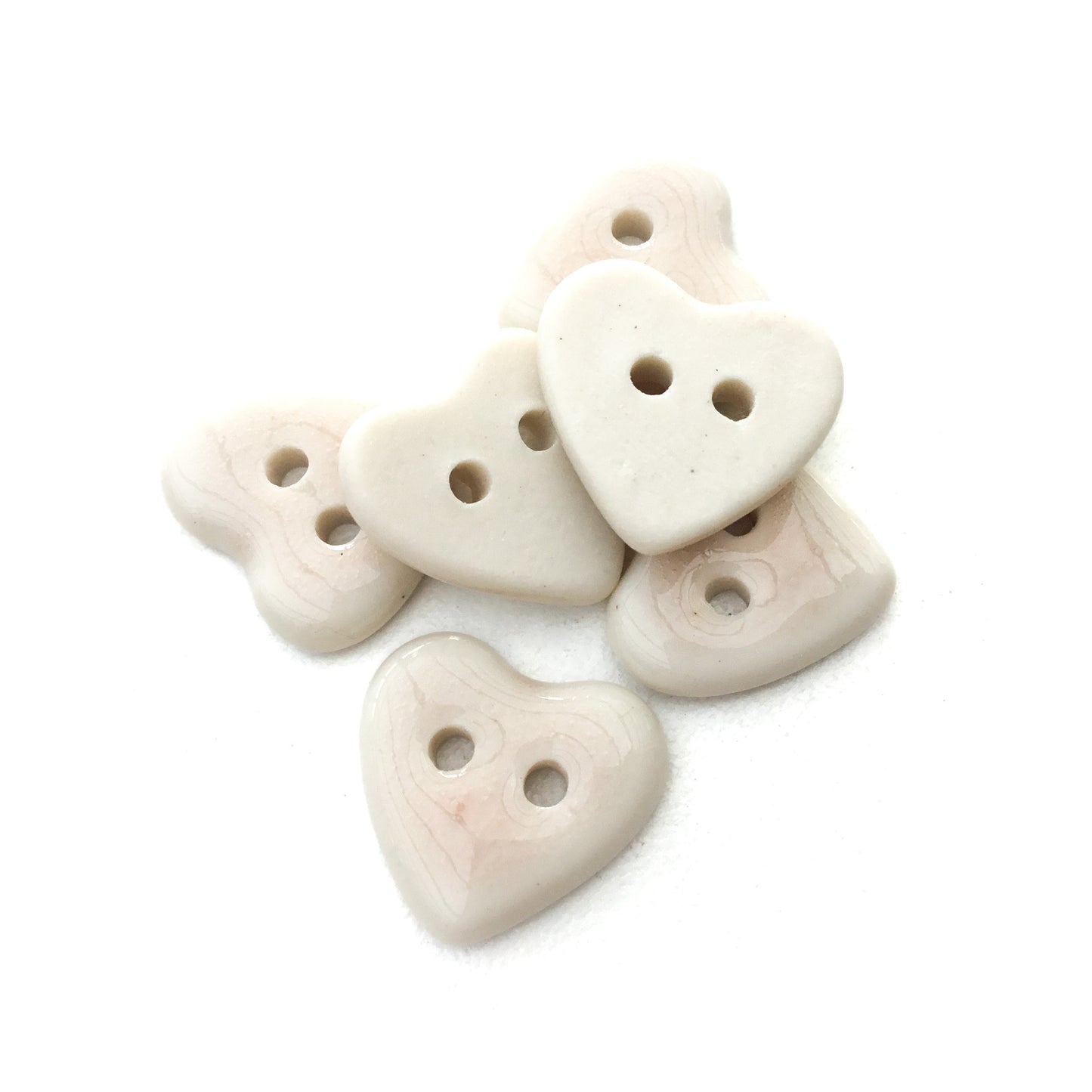 Softest Pink Porcelain Heart Buttons  9/16"