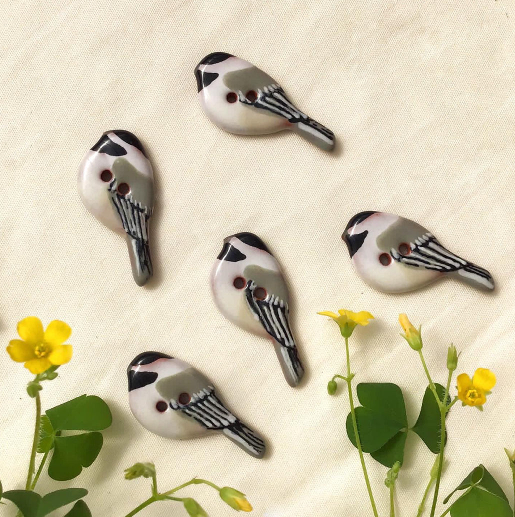 Ceramic Perching Songbird Button *NEW SPECIES! 1/2” x 1-1/8"
