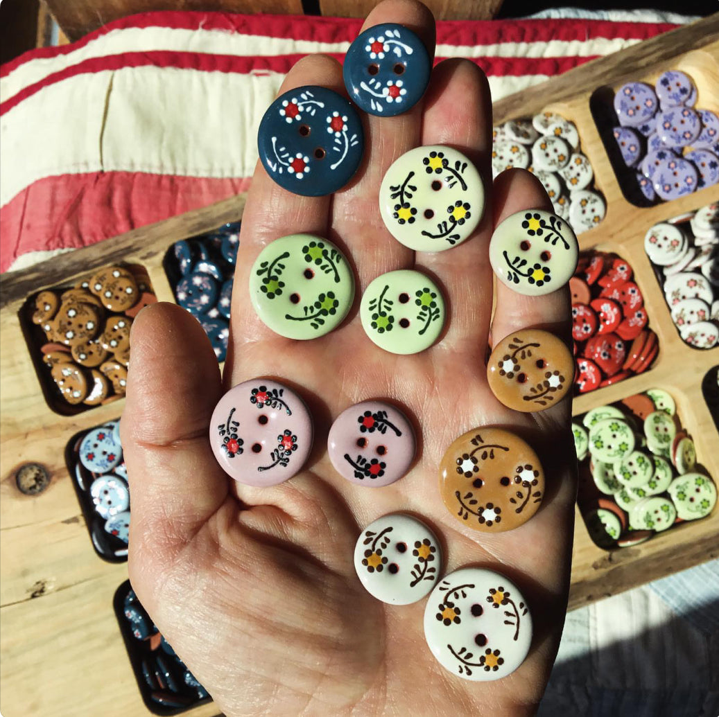 Dancing Flowers Ceramic Button