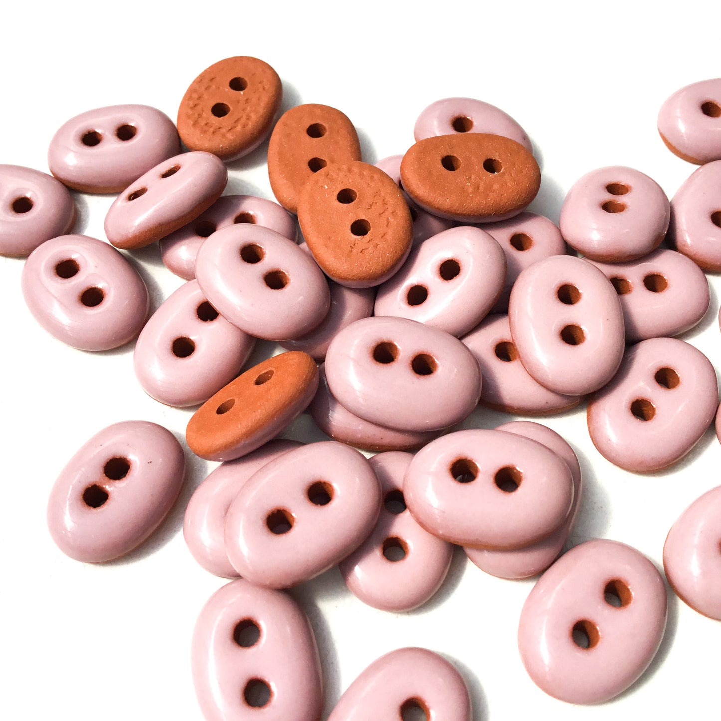 Dusty Pink Ceramic Buttons - Small Oval Buttons - 7/16" x 9/16"