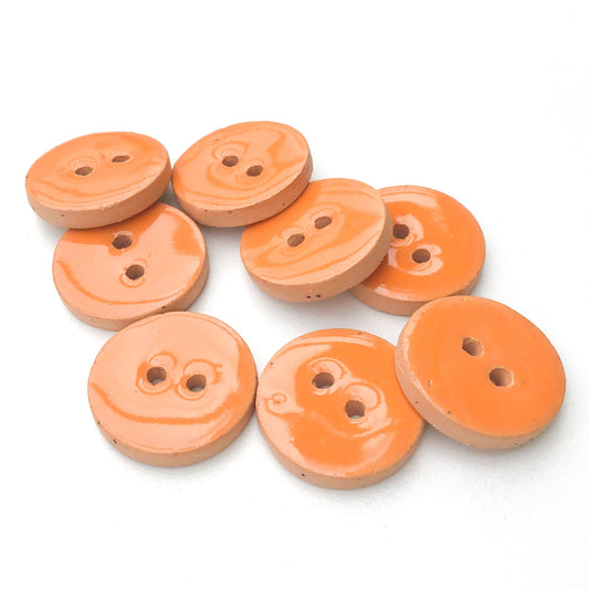 Peachy Orange Ceramic Buttons - Orange Clay Buttons - 3/4" - 8 Pack