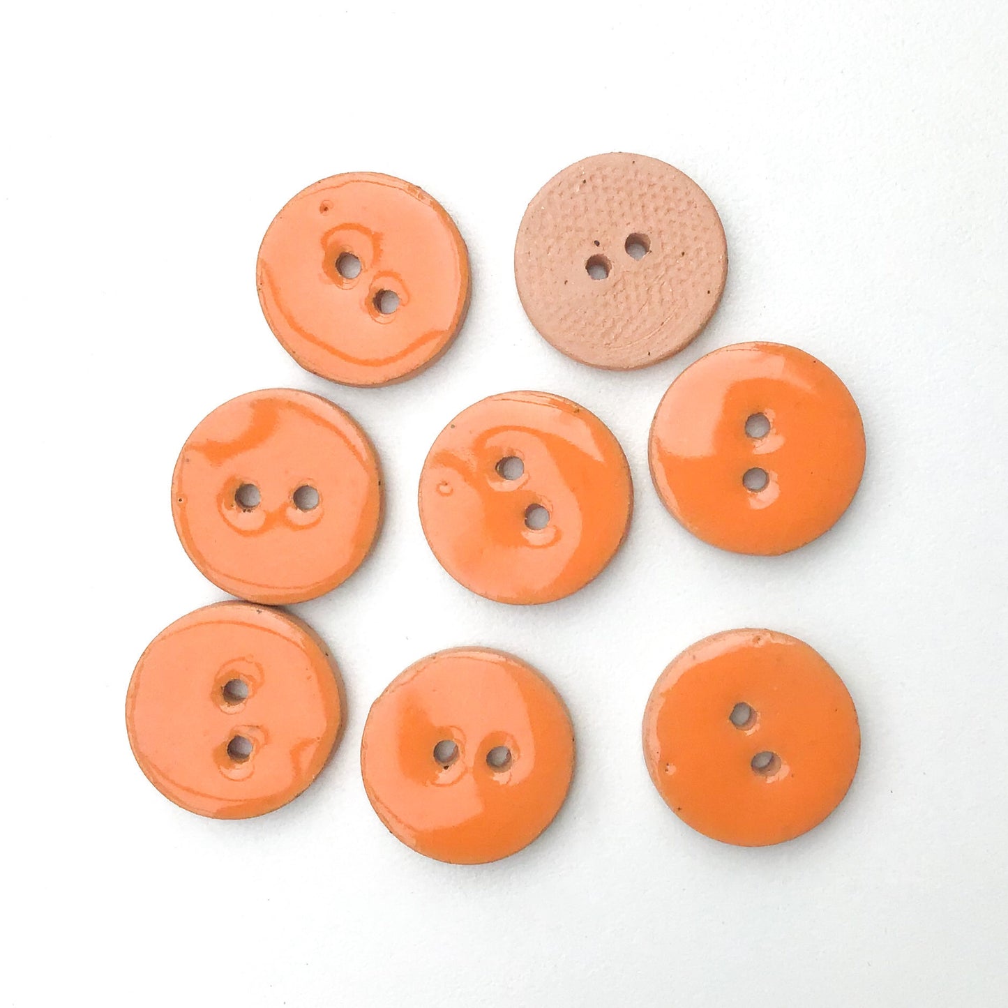 Peachy Orange Ceramic Buttons - Orange Clay Buttons - 3/4" - 8 Pack