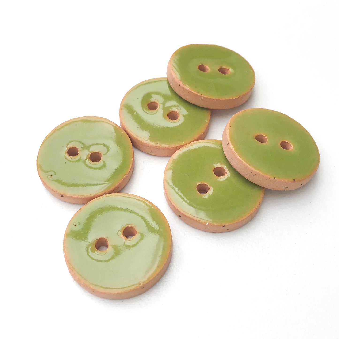 Olive Green Ceramic Buttons - Green Clay Buttons - 3/4" - 6 Pack