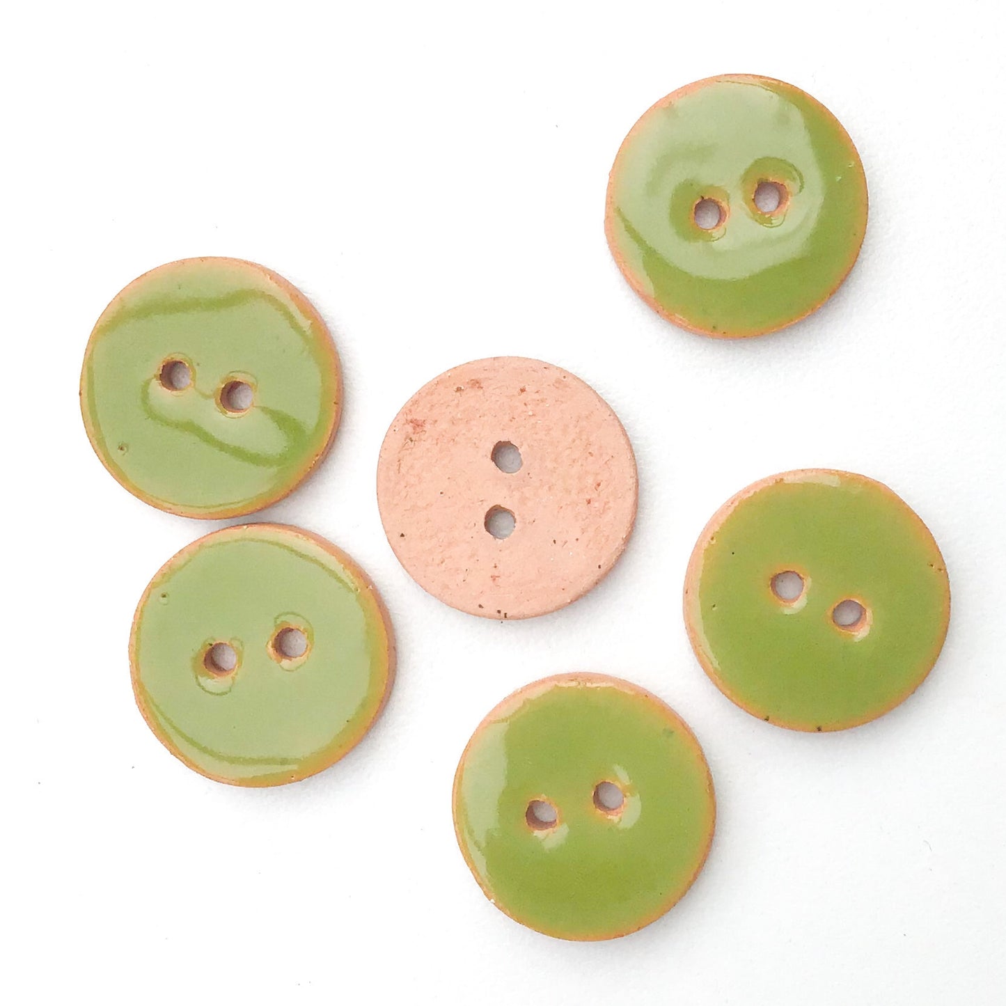 Olive Green Ceramic Buttons - Green Clay Buttons - 3/4" - 6 Pack