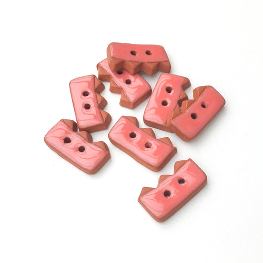 Salmon Colored Buttons on Red Clay - Ceramic Buttons - 3/8" x 3/4" - 8 Pack