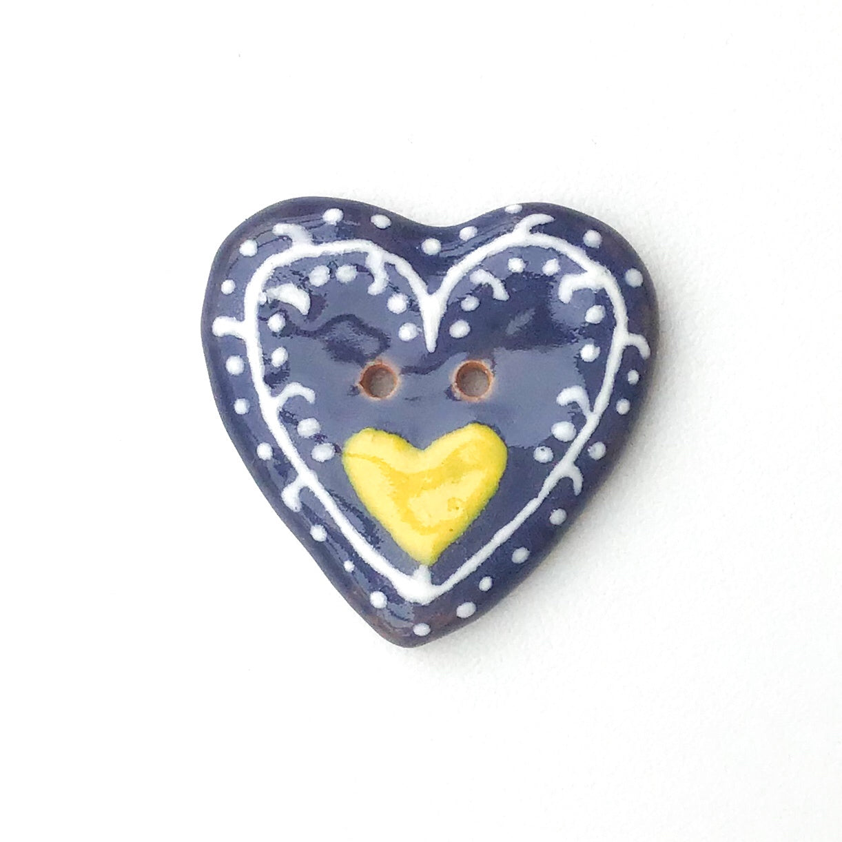 Decorative Ceramic Heart Buttons - Pottery Heart Buttons - 1 1/4"