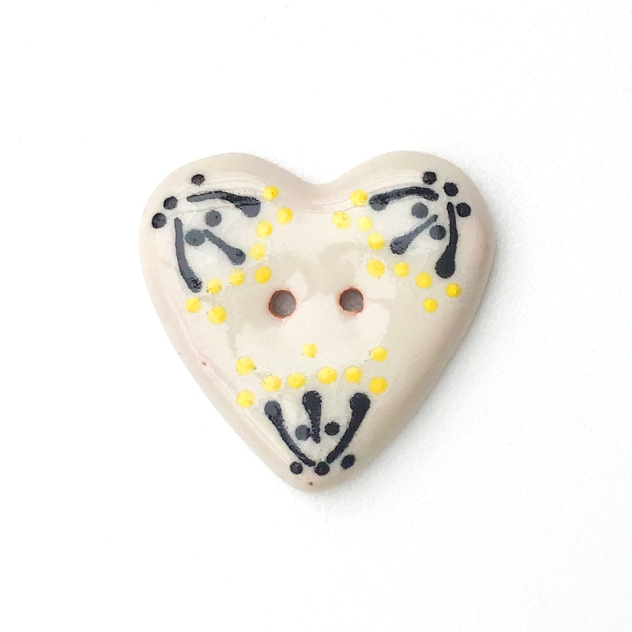 Decorative Ceramic Heart Buttons - Pottery Heart Buttons - 1 1/4"