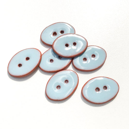 Sky Blue Oval Clay Buttons - 5/8" x 7/8" - 7 Pack