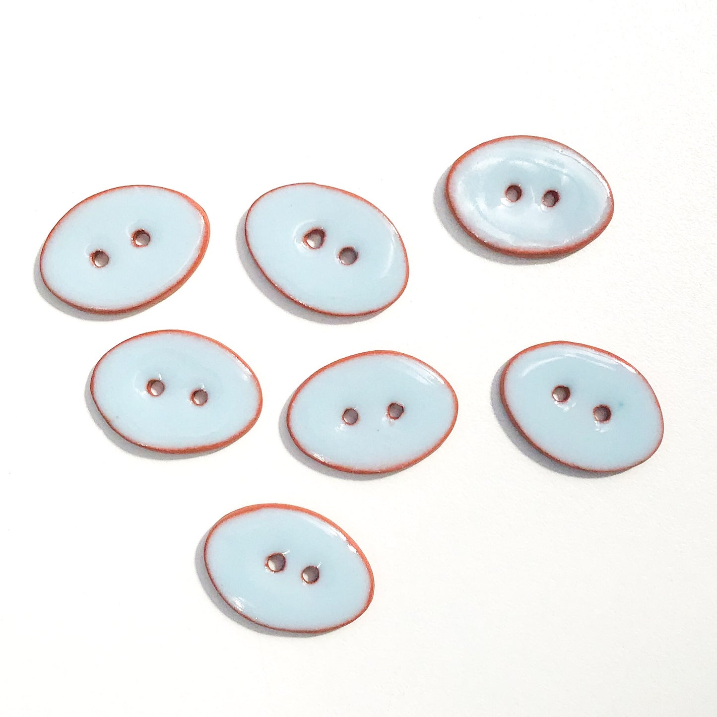 Sky Blue Oval Clay Buttons - 5/8" x 7/8" - 7 Pack