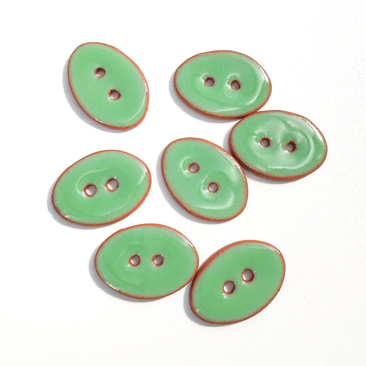 Grassy Green Oval Clay Buttons - 5/8" x 7/8" - 7 Pack