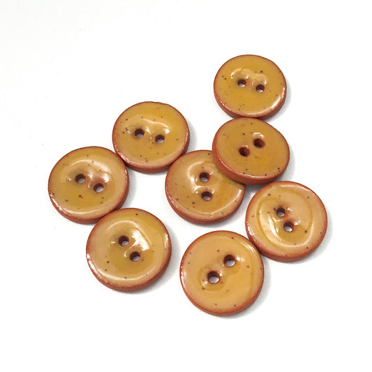 Speckled Mustard Brown Ceramic Buttons - Clay Buttons - 5/8" - 8 Pack