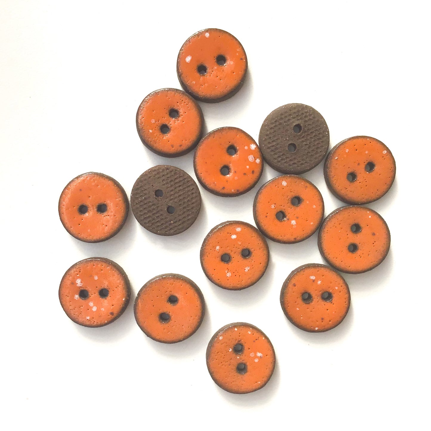 Burnt Orange Ceramic Buttons - Rust Colored Clay Buttons - 3/4"