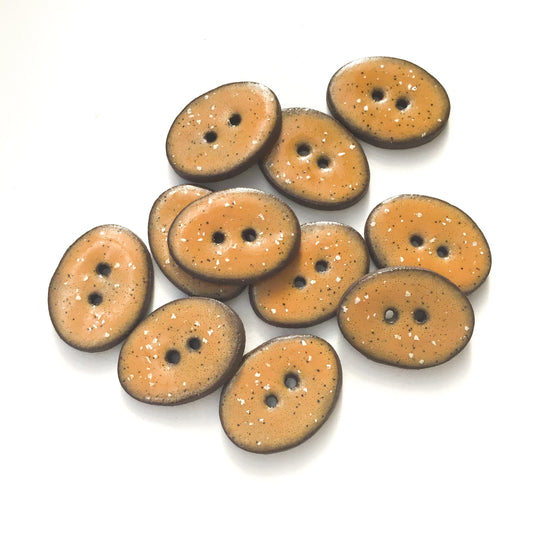 Speckled Camel Brown Ceramic Buttons - Oval Clay Buttons - 3/4" x 1"