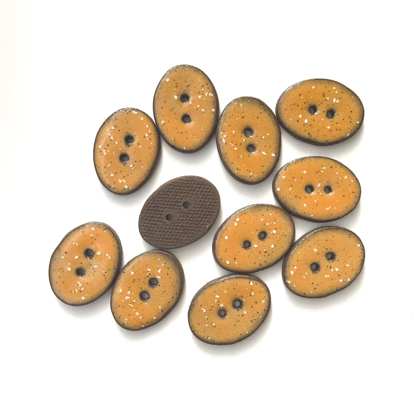 Speckled Camel Brown Ceramic Buttons - Oval Clay Buttons - 3/4" x 1"