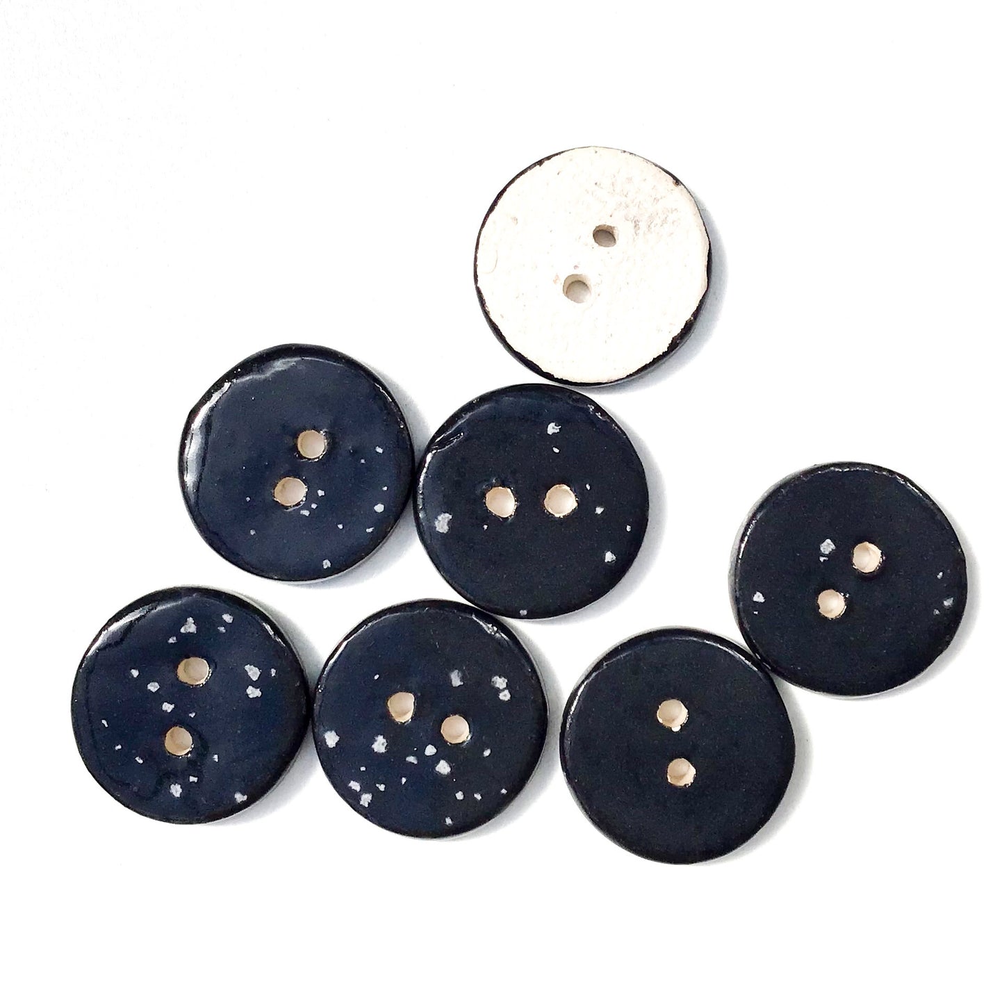 Speckled Black Ceramic Buttons -  3/4"