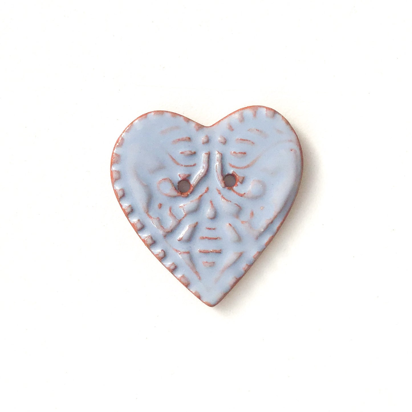 Large Stamped Heart Buttons - Soft Tones Ceramic Heart Buttons - 1 3/8"