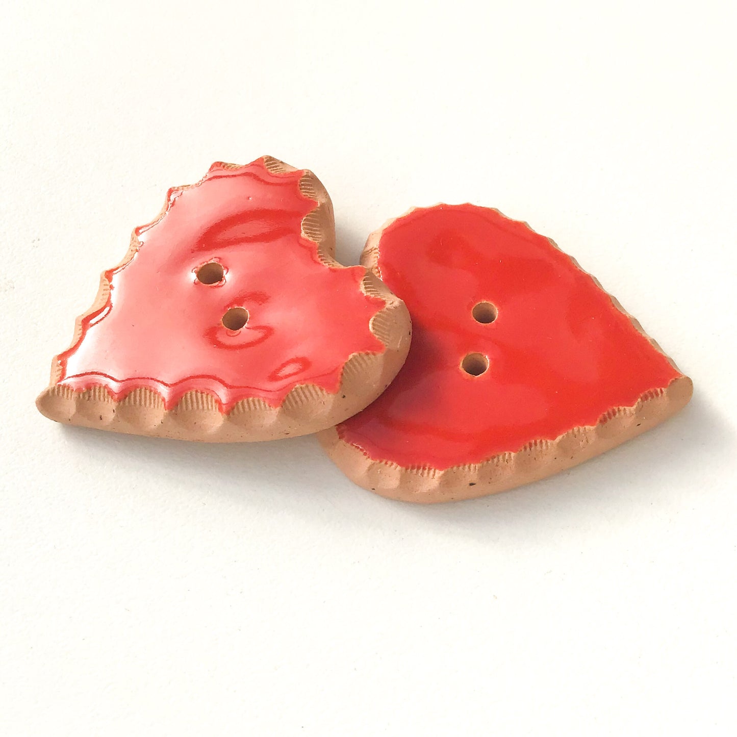 Decorative Red Heart Buttons - Ceramic Heart Button - 1 3/8"