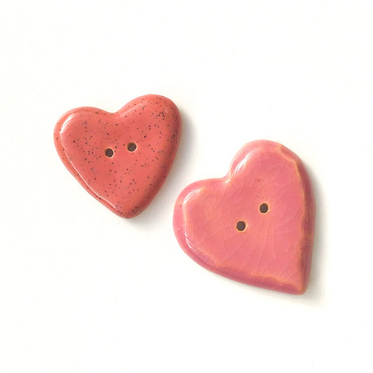 Decorative Pink Heart Buttons - Ceramic Heart Buttons