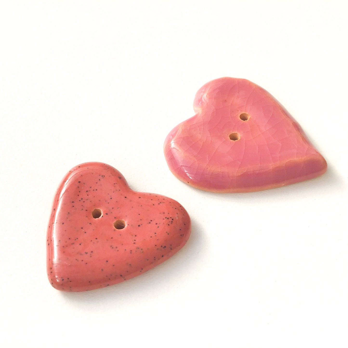 Decorative Pink Heart Buttons - Ceramic Heart Buttons