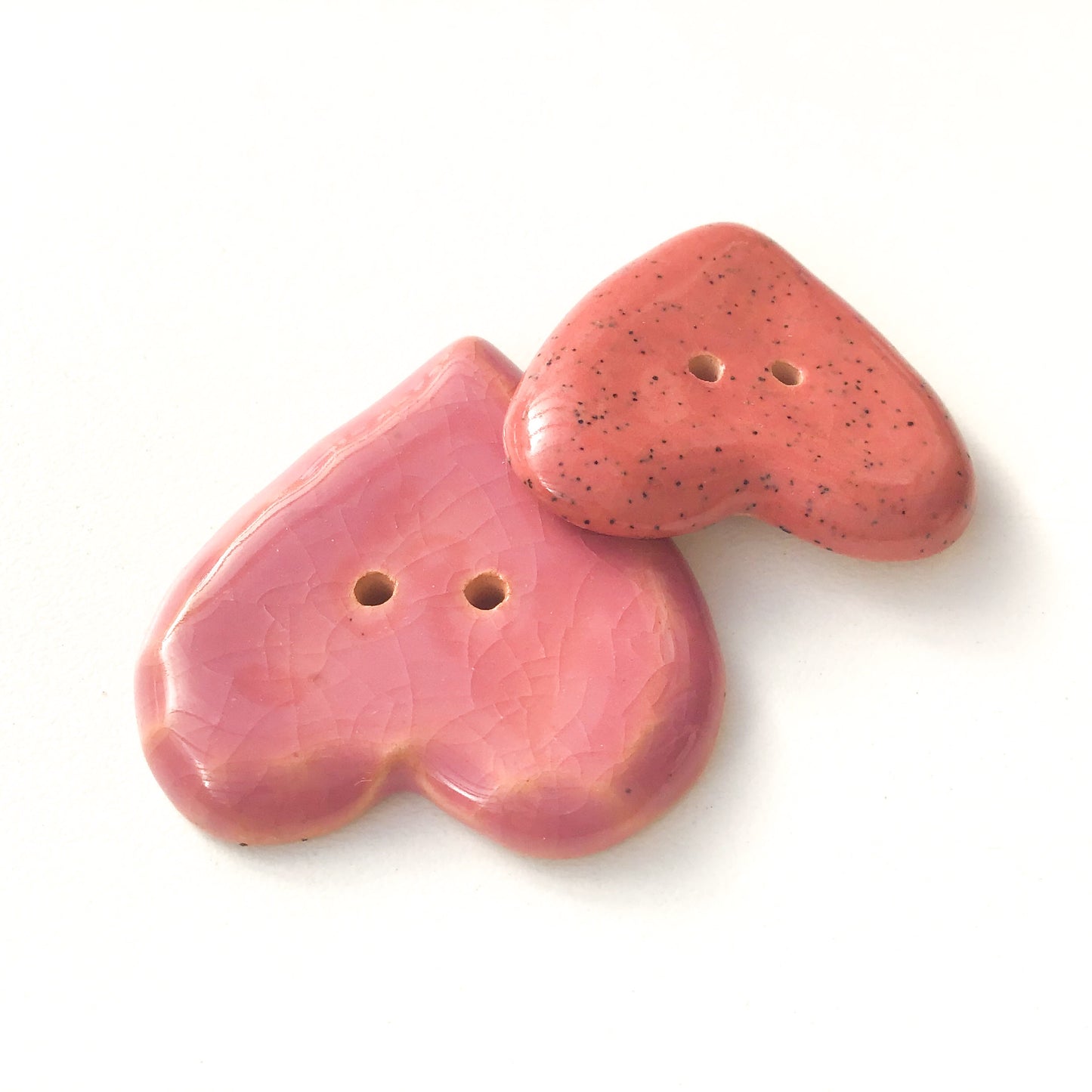 Decorative Pink Heart Buttons - Ceramic Heart Buttons