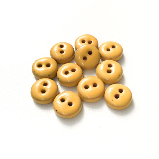 Yellow Ceramic Buttons - Hand Made Clay Buttons - 7/16" - 11 Pack