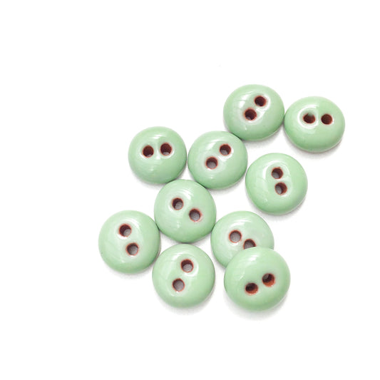 Mint Green Ceramic Buttons - Hand Made Clay Buttons - 1/2" - 10 Pack