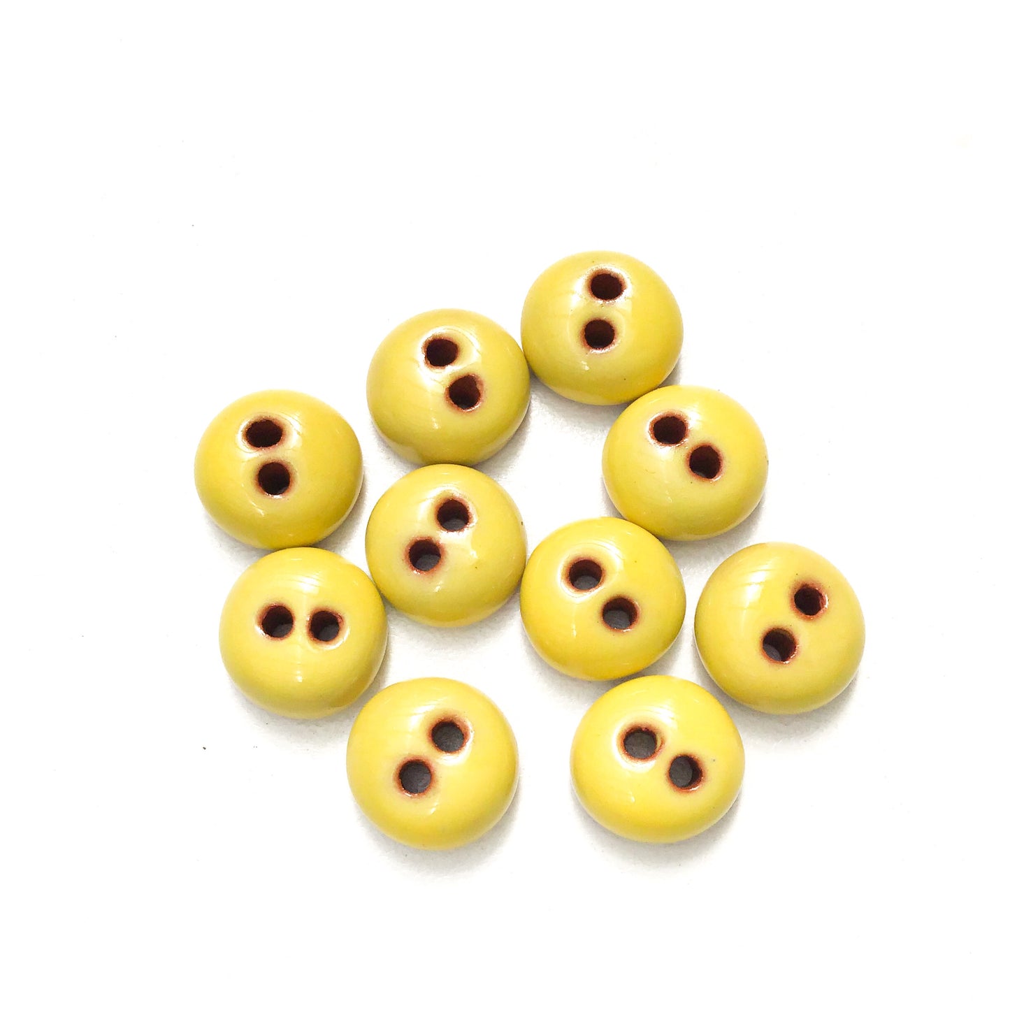 Chartreuse Ceramic Buttons - Hand Made Clay Buttons - 7/16" - 10 Pack