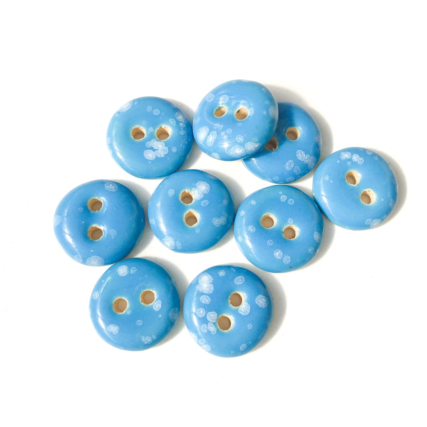 Speckled Blue Ceramic Buttons - Blue Clay Buttons - 9/16" - 9 Pack