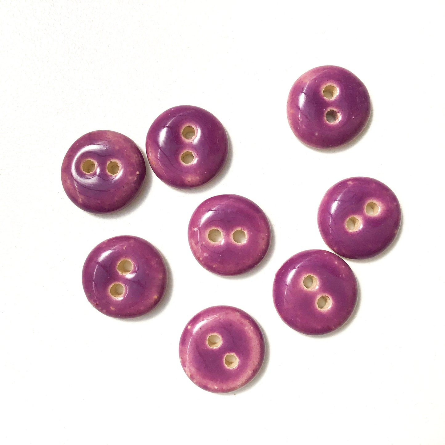 Deep Purple Ceramic Buttons - Purple Clay Buttons - 9/16" - 7 or 8 Pack