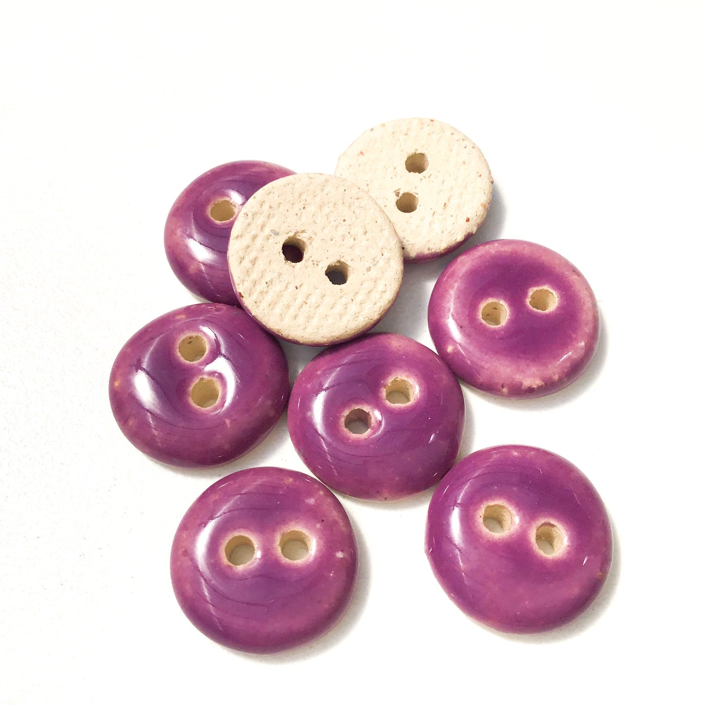 Deep Purple Ceramic Buttons - Purple Clay Buttons - 9/16" - 7 or 8 Pack