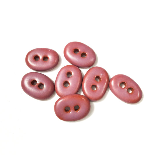 Matte Plum Ceramic Buttons - Small Oval Clay Buttons - 7/16" x 9/16" - 6 Pack or 7 Pack