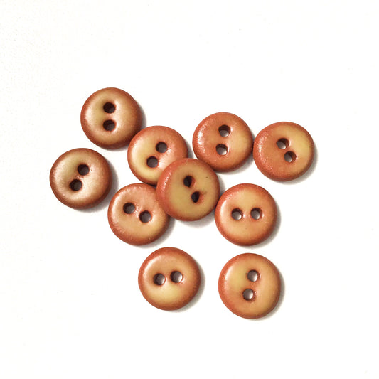 Golden Matte Ceramic Buttons - Hand Made Clay Buttons - 7/16" - 10 Pack